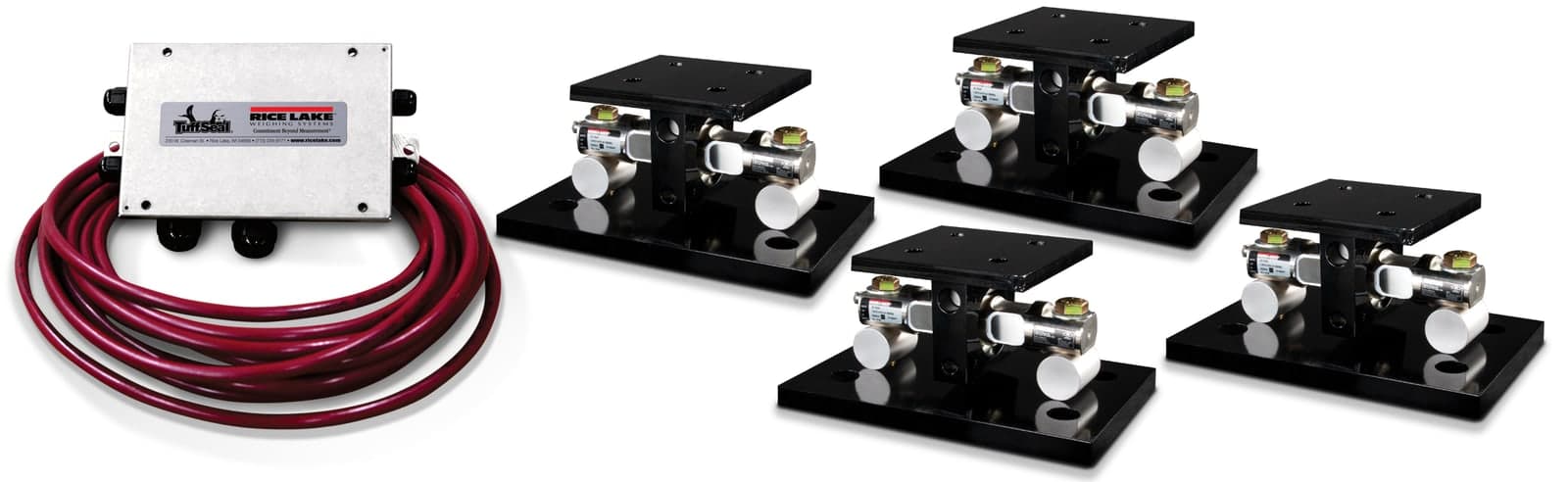 Weigh module kit: four load cell mounts with a junction box and cable